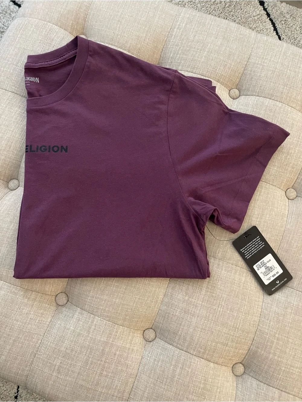 True Religion Men's Plum Logo Crew Neck Tee